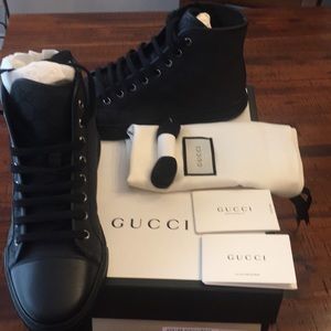 Gucci Men’s Piambp nero Original G Canvas Sneakers